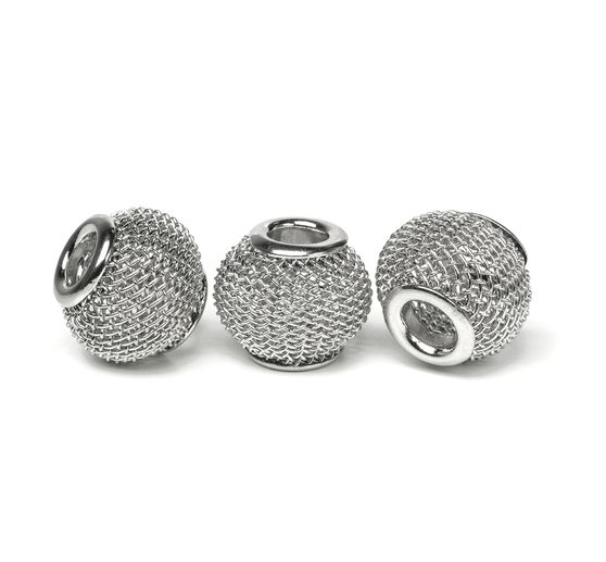 Net bead, large hole bead, approx. 14 x 11 mm