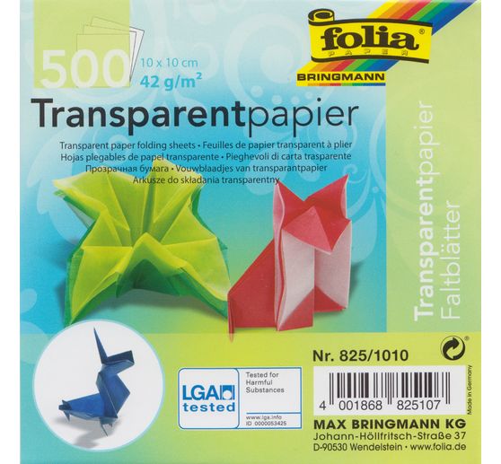 Vellum paper sheets "10 x 10 cm", 500 sheets